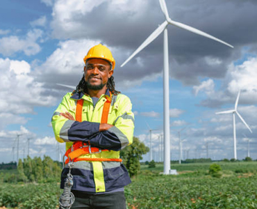 Worker at wind farm